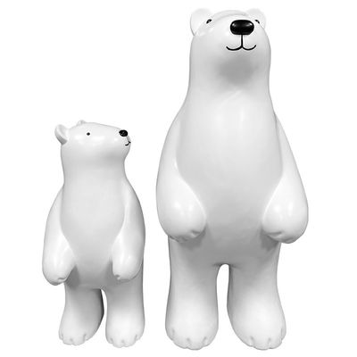 Esculturas al aire libre animales de Art Sculpture Landing Polar Bear de la resina blanca de la historieta